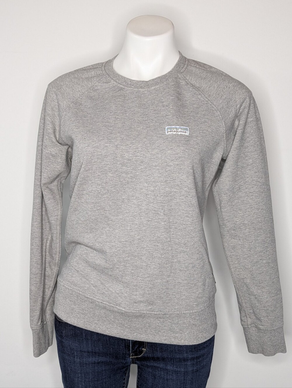 Patagonia Grey Crew Neck Long Sleeve Cotton Blend Sweatshirt S